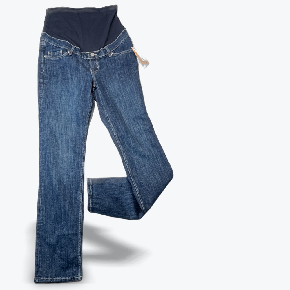 HM Mama Maternity Jeans Over Belly High Rib Slim Fit Womens Small Blue NWT